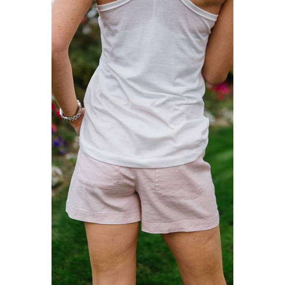 NEW LEVEL99 nina tie belt linen short in peach - Picture 2 of 2